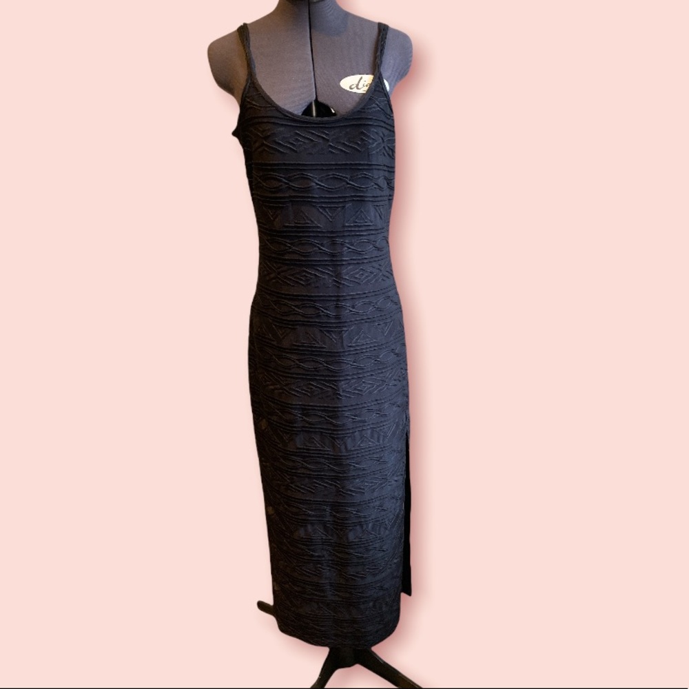 Y2K black Strappy Dress with dimensional Print